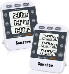 (2 Pack) Digital Kitchen Timers for Cooking Triple Timer Count Up/Down Dual Time