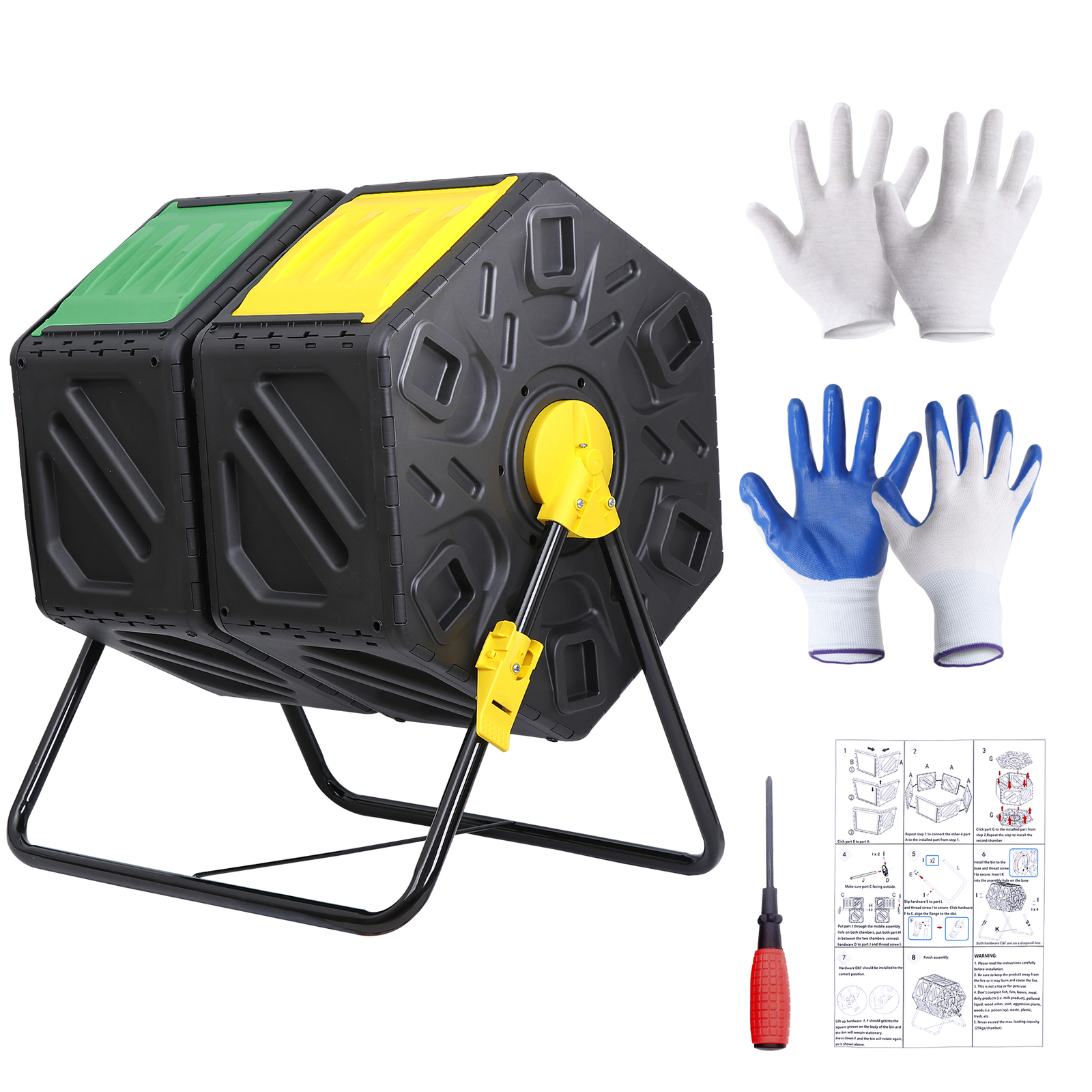 Compost Tumbler 37 Gallon Outdoor Composter Fast Create Fertile 360°Dual Chamber gallery