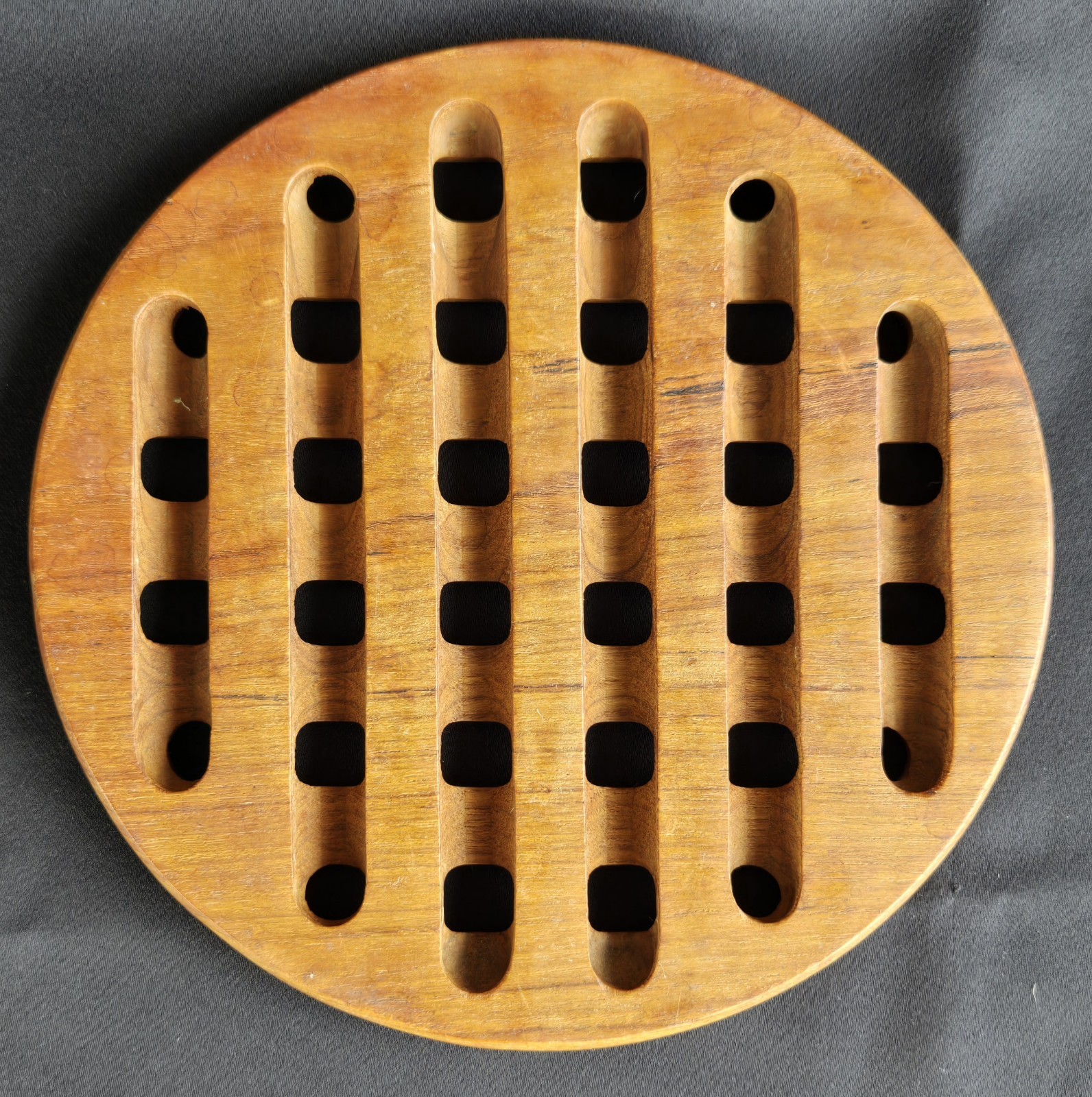Wood Teak Kitchen Trivet Mid Century Modern Style 7-1/2" wide gallery