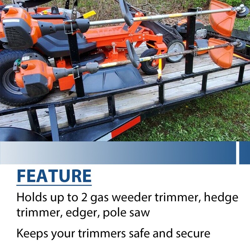 Lockable Weeder Trimmer Double Rack Holder Carrier Mount For Landscape Trailer gallery