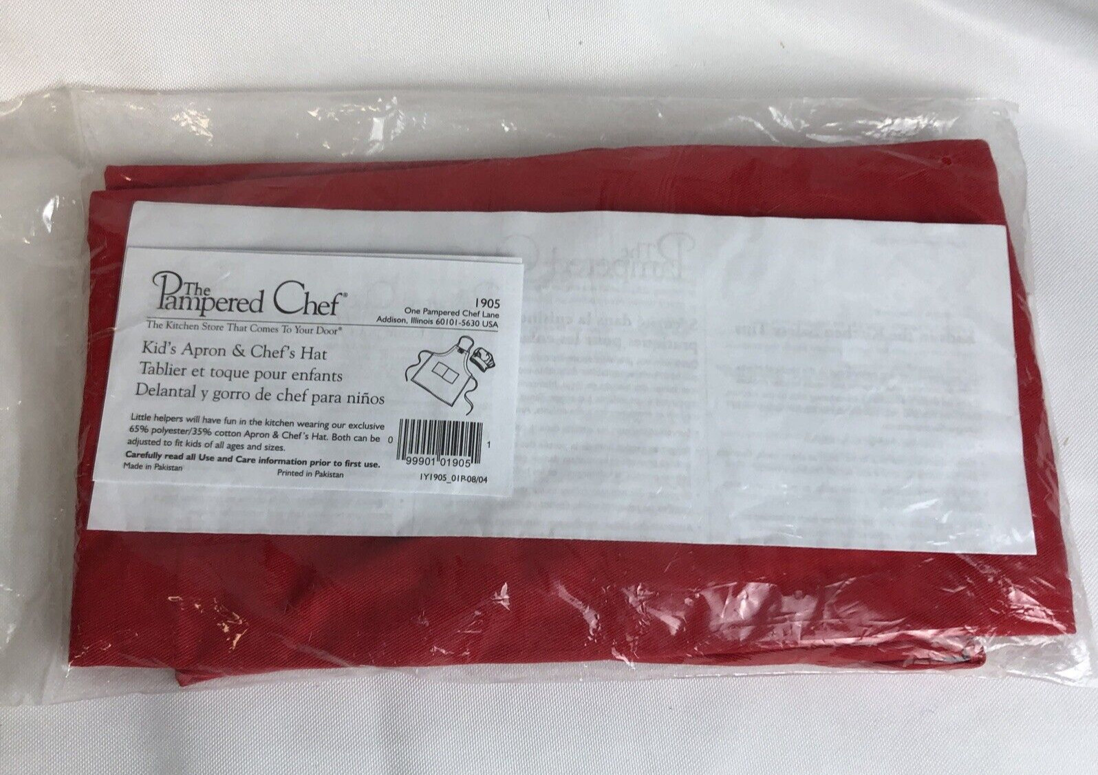 The Pampered Chef Kid’s Children's Apron & Chef’s Hat Set Red #1905 New gallery