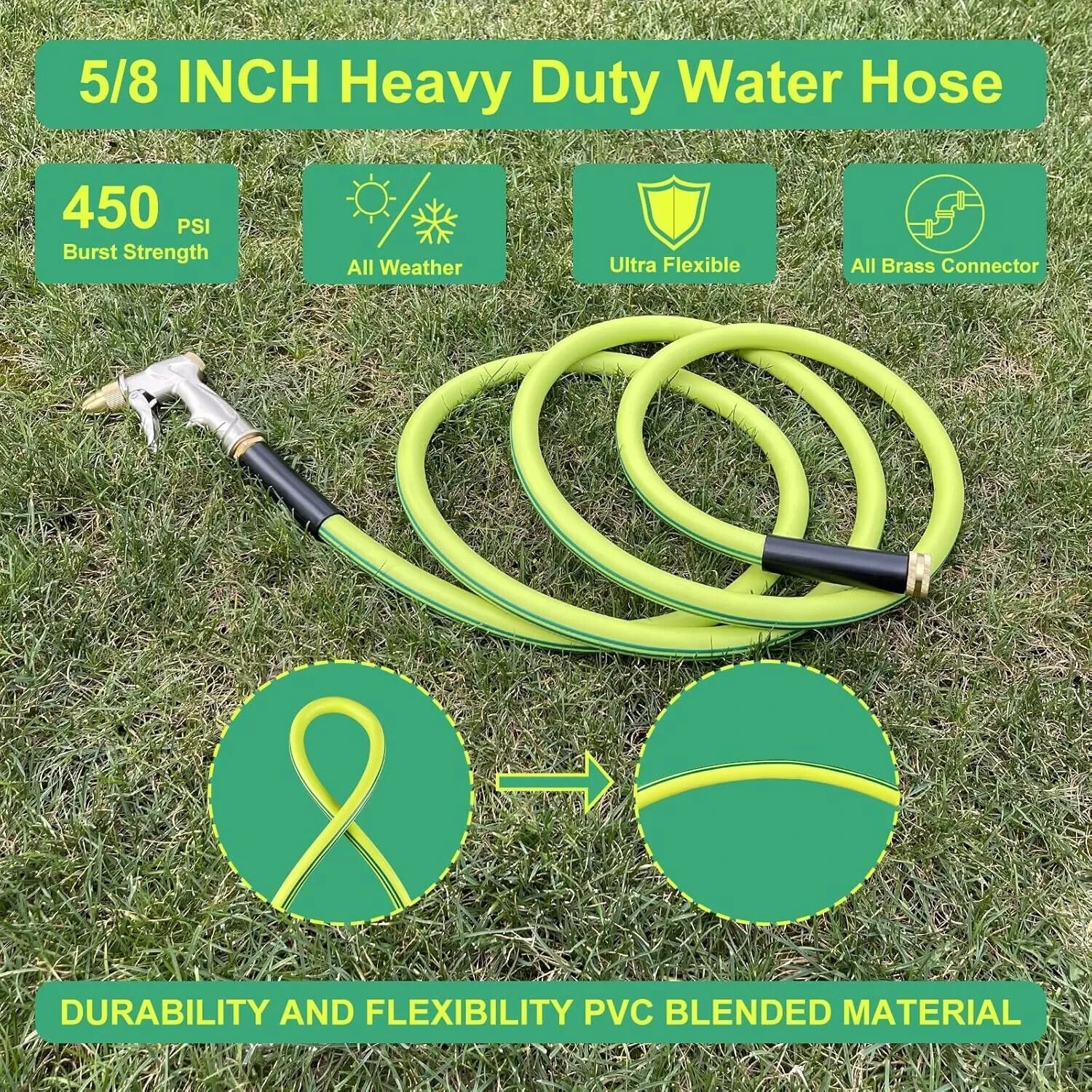 10FT 4X Stronger Heavy Duty Expandable Flexible Garden Water Hose Spray Nozzle gallery