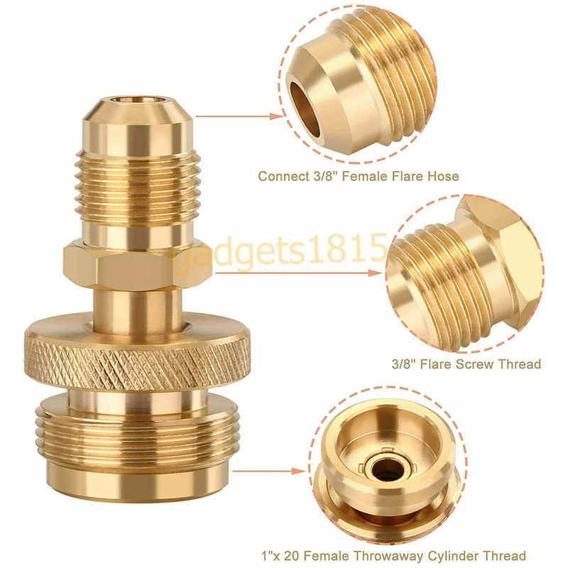 1LB Propane Tank Cansiter Regulator Adapter Connect to 3/8"Male Flare 5/8"-18UNF gallery
