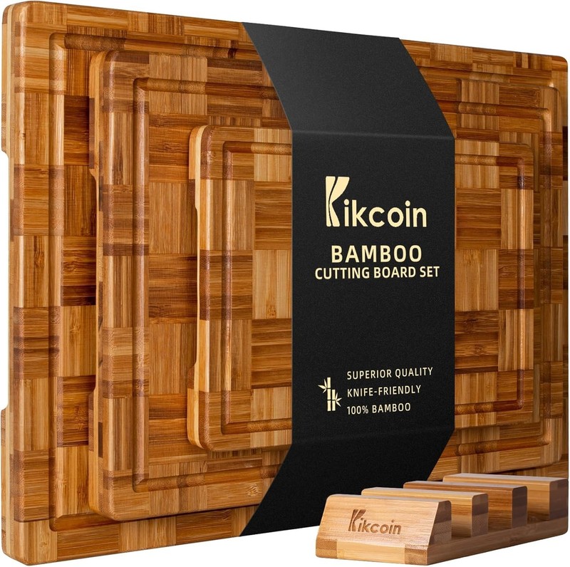 Three-Piece Extra Large Bamboo Cutting Board Set - Durable with Juice Grooves gallery