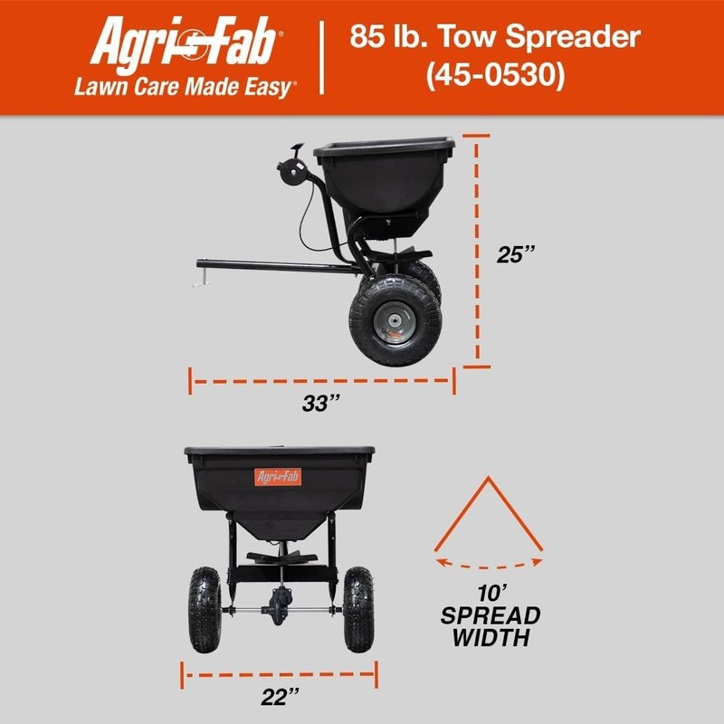 Effortless 85 lb Tow Broadcast Spreader for Optimized Lawn Care – Black/Orange gallery