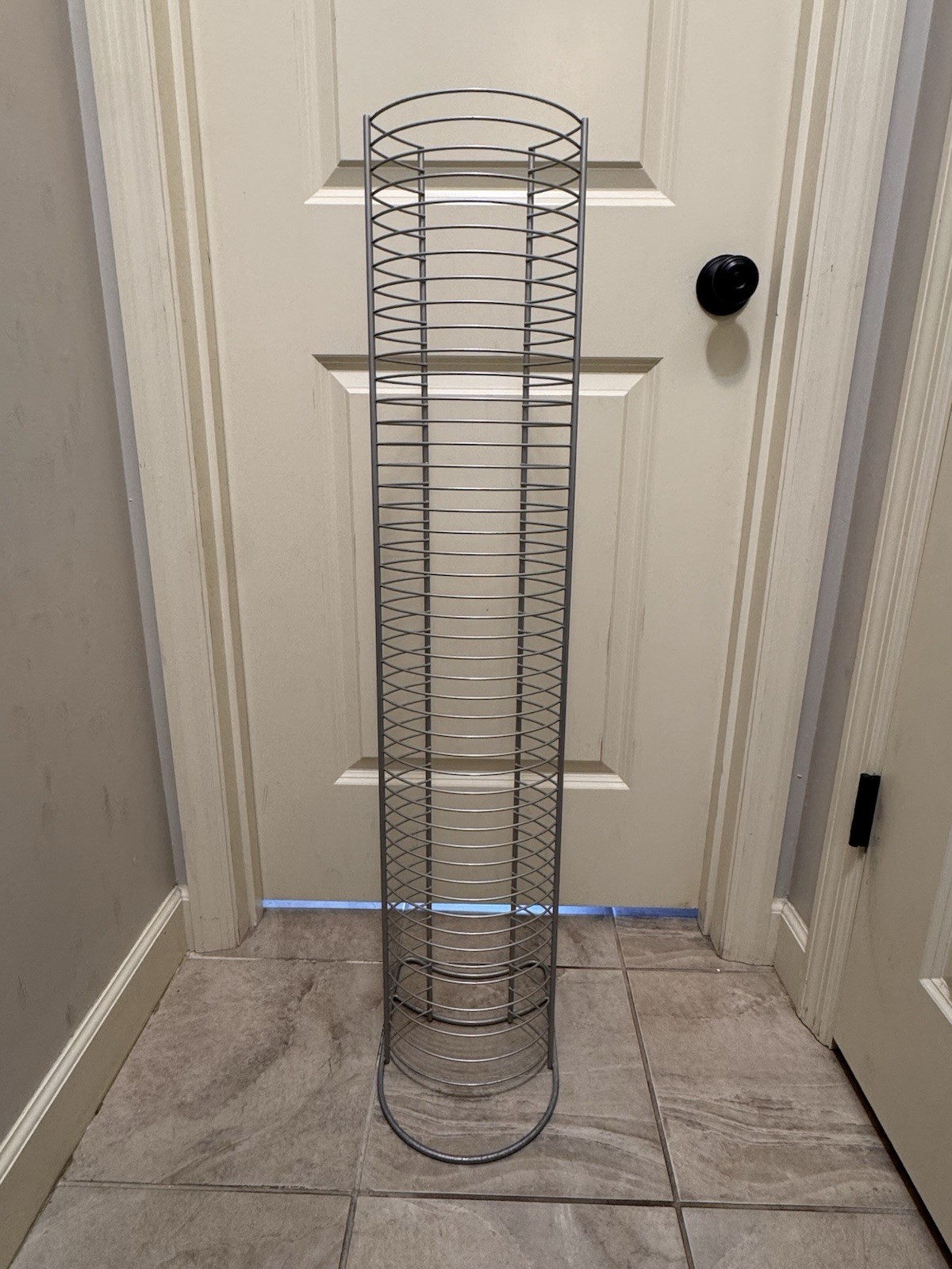 Silver Metal DVD Storage Tower Rack Holds 50 DVDs 42” Tall Organizer gallery