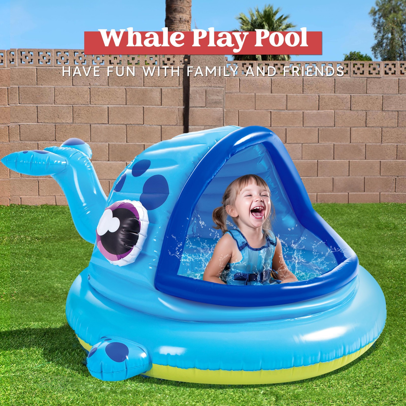 JOYIN Inflatable Shade Kiddie Pool,Whale Baby Pool Tent, Infant Swimming Pool... gallery