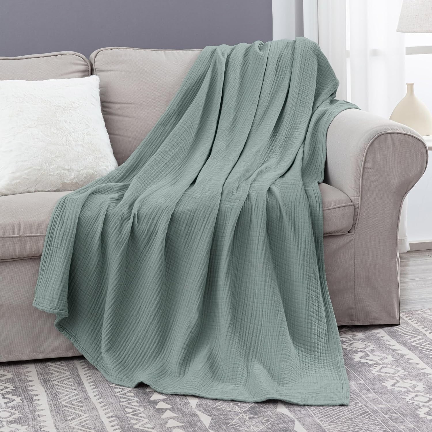 Chezmoi Collection 100% Cotton 4 Layer Lightweight Muslin Blanket Summer Throw gallery