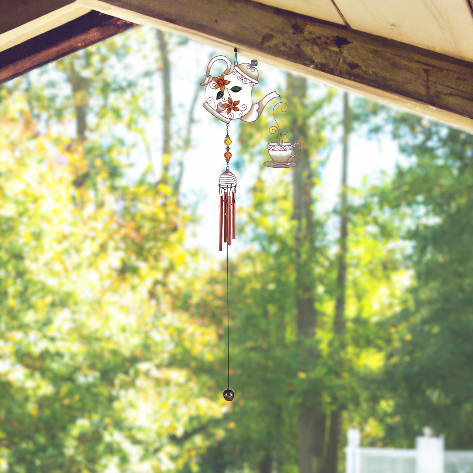 32" Long Teapot Set Wind Chime with Copper Gem gallery