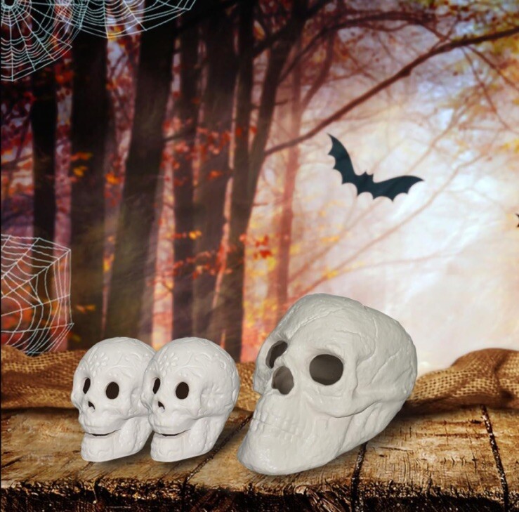 Fire Pit Skulls,Reusable Ceramic Skull, 1 Large 2 Small Skulls gallery