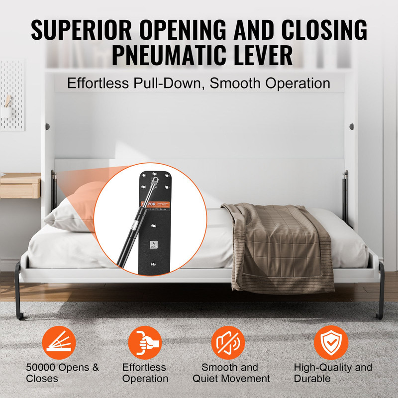 VEVOR Full Size Vertical Murphy Bed Kit - Deluxe DIY Folding Wall Bed Hardware f gallery