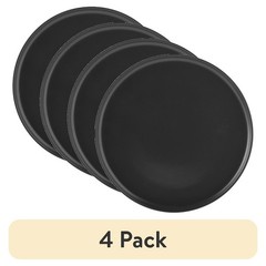 4-Pack Matte Black Stoneware Dinner Plates Set of 4