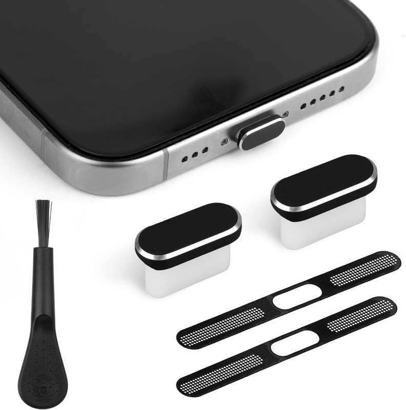USB C Dust Plug, 5PCS Type C Charging Port Cover iPhone 15/16 Series, Black