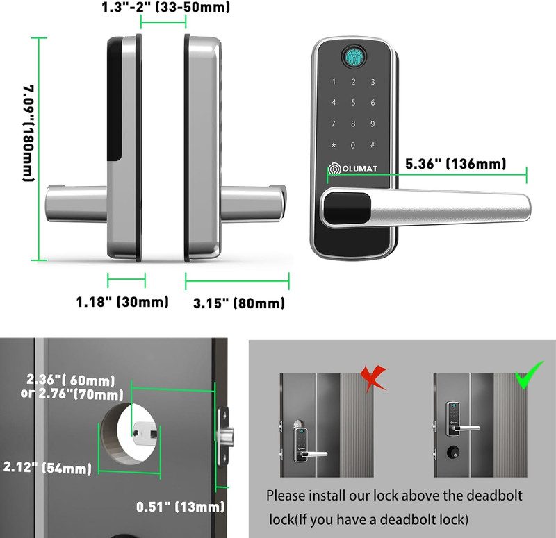 Keyless Smart Door Lock with Handle WiFi Gateway Keypad Fingerprint Entry gallery