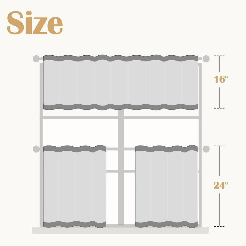 JINCHAN Boho Stripe Kitchen Curtains and Valance Set Linen Tier Curtains Bohemia gallery