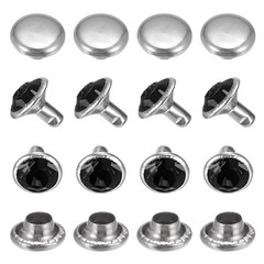 Clear Rhinestone Rivets [50pcs] – Crystal Rivets – [Black – 0.31 IN]