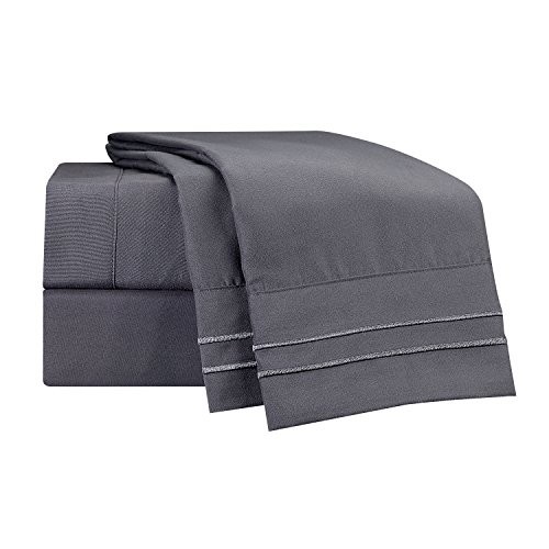 Supreme 1500 Collection 3pc Bed Sheet Set- Twin (Single) Size, Charcoal gallery