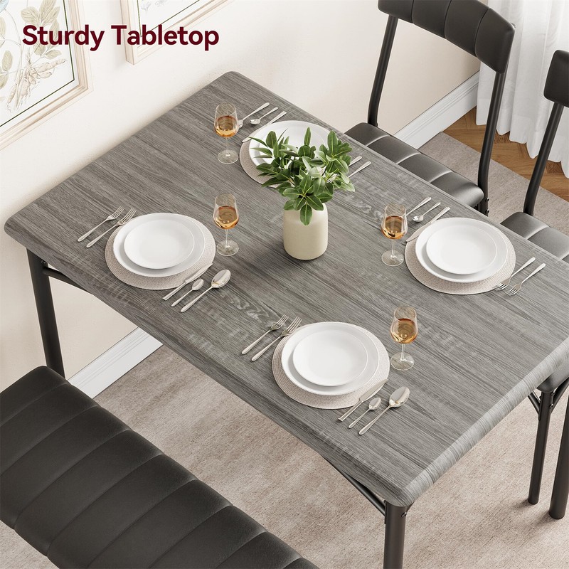 🎱Dining Table Set for 4 Kitchen Table W/Upholstered Chairs and Bench Rectangula gallery