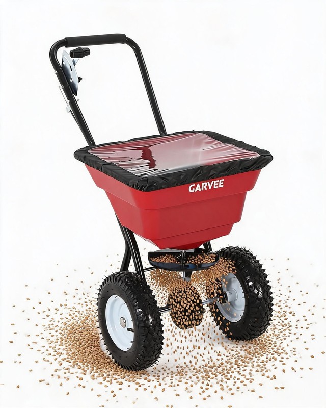 80LBS Push Broadcast Spreader, 12FT Width 13'' Wheels Adjustable Flow for Garden gallery