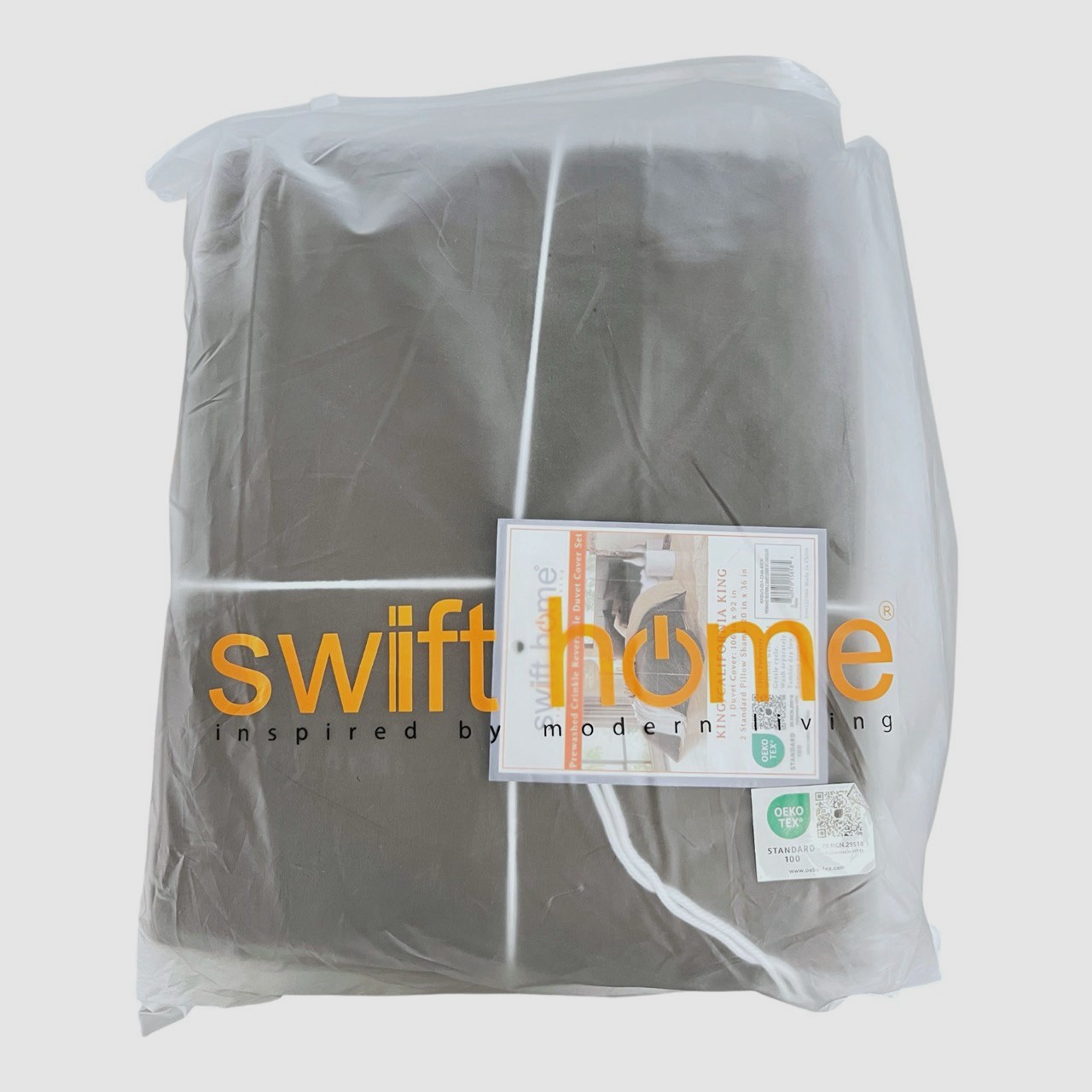 Swift Home Gray Ultra Soft Reversible Crinkle Duvet Cover Set , King/Cal King. gallery