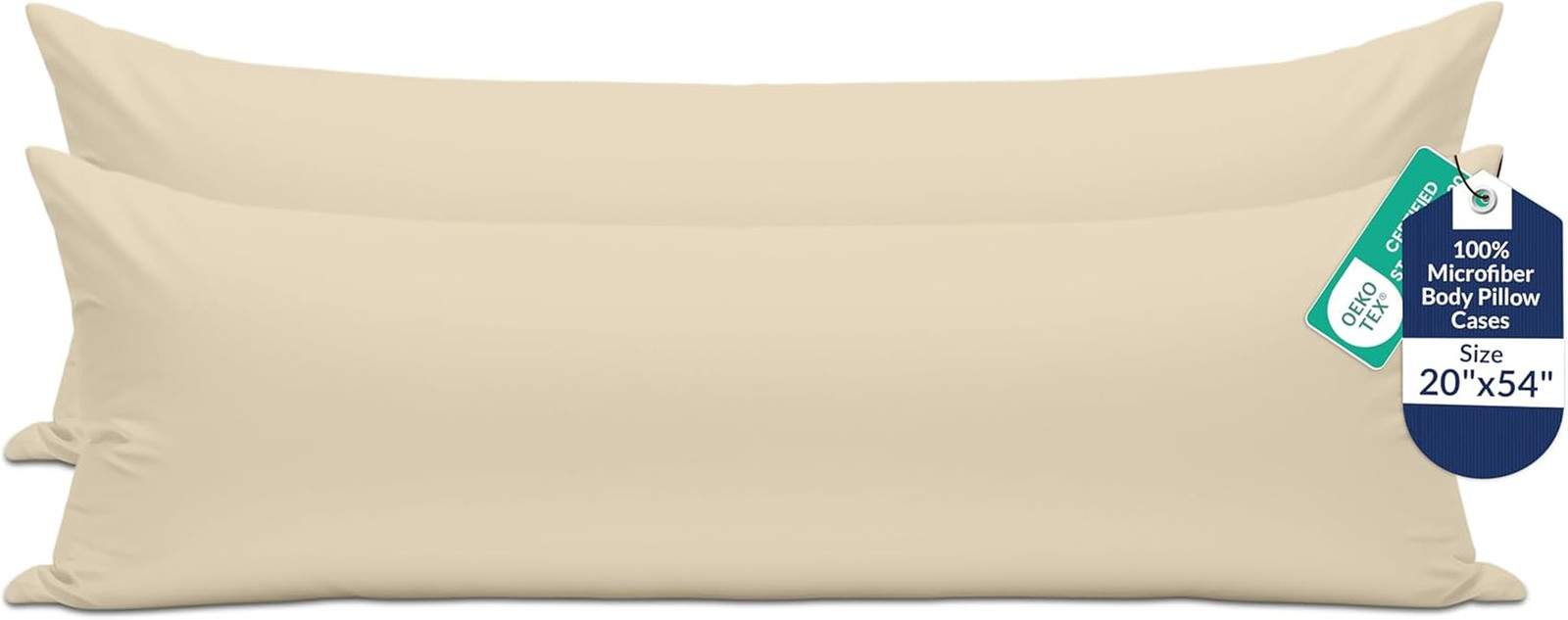 Breathable Sand Color Body Pillow Cases 20"x54" - 2 Pack with Zipper Closure gallery
