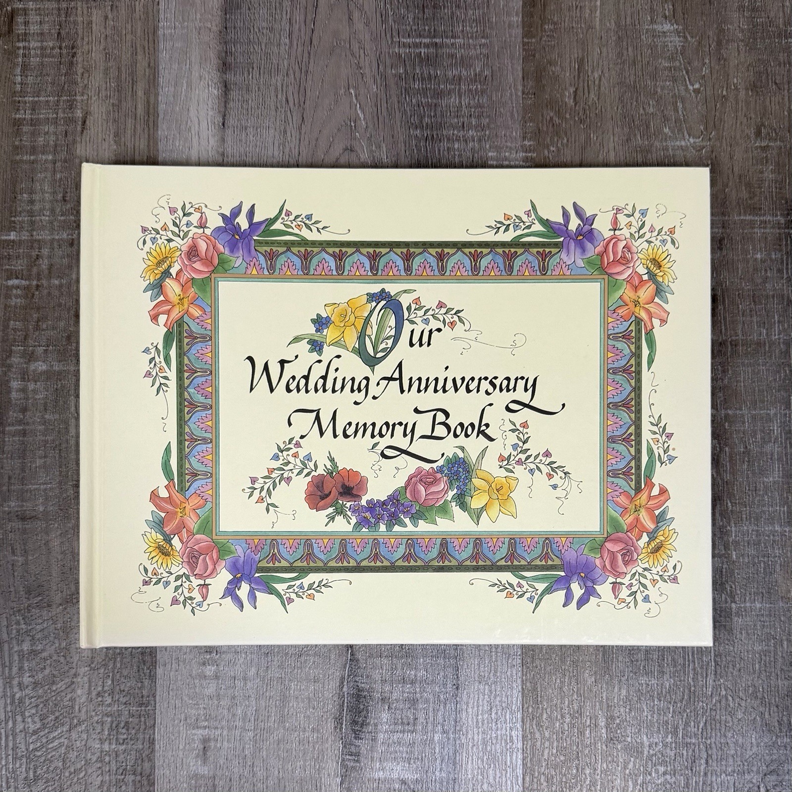 Our Wedding Anniversary Memory Photo Book Vintage 1997 Bridal Gift Floral Empty gallery
