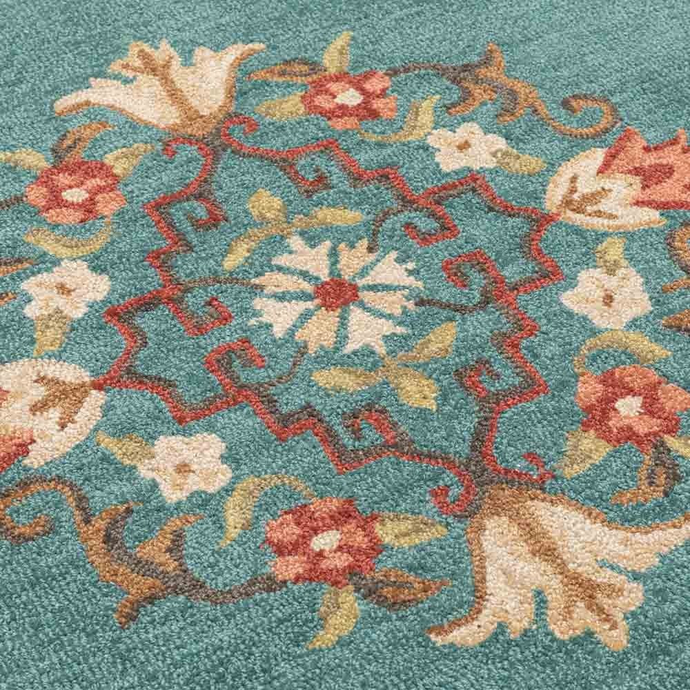 Hand Tufted Round Area Rug Floral Pattern Wool Carpet Living Room Bedroom Decor gallery