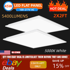 2pcs 2x2FT LED Flat Panel Light 5400LM 5000K Dimmable Drop Ceiling Home Office