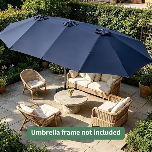 15ft Double Sided Patio Umbrella Replacement Canopy, 12 Ribs 13ft Navy Blue gallery