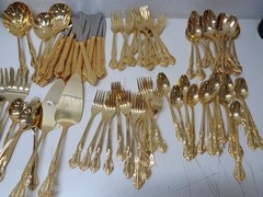 FARBERWARE REGAL GOLD ELECTROPLATE FLATWARE 92 PIECES