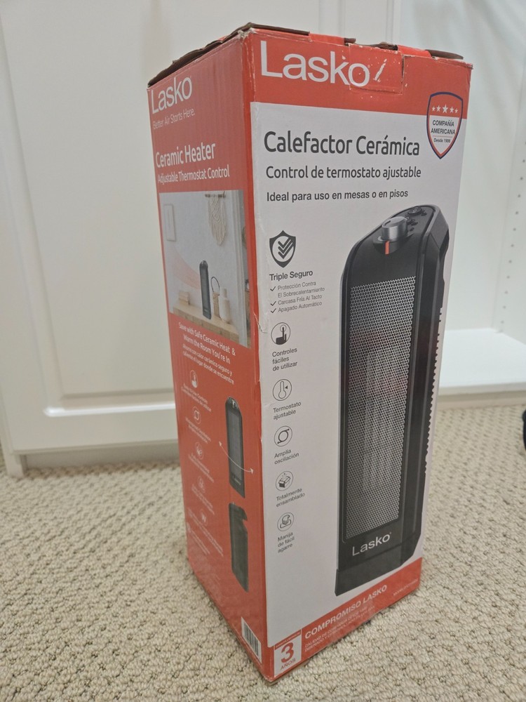 Lasko CT16450 Oscillating Ceramic Space Heater; Black, 1500W, 2 Speeds, 15.7In