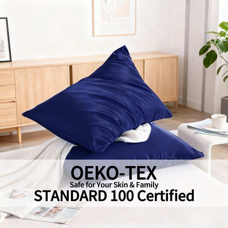 2 Pieces Soft Soft Satin Pillowcase, Machine Washable, Standard/Queen/King/CK gallery