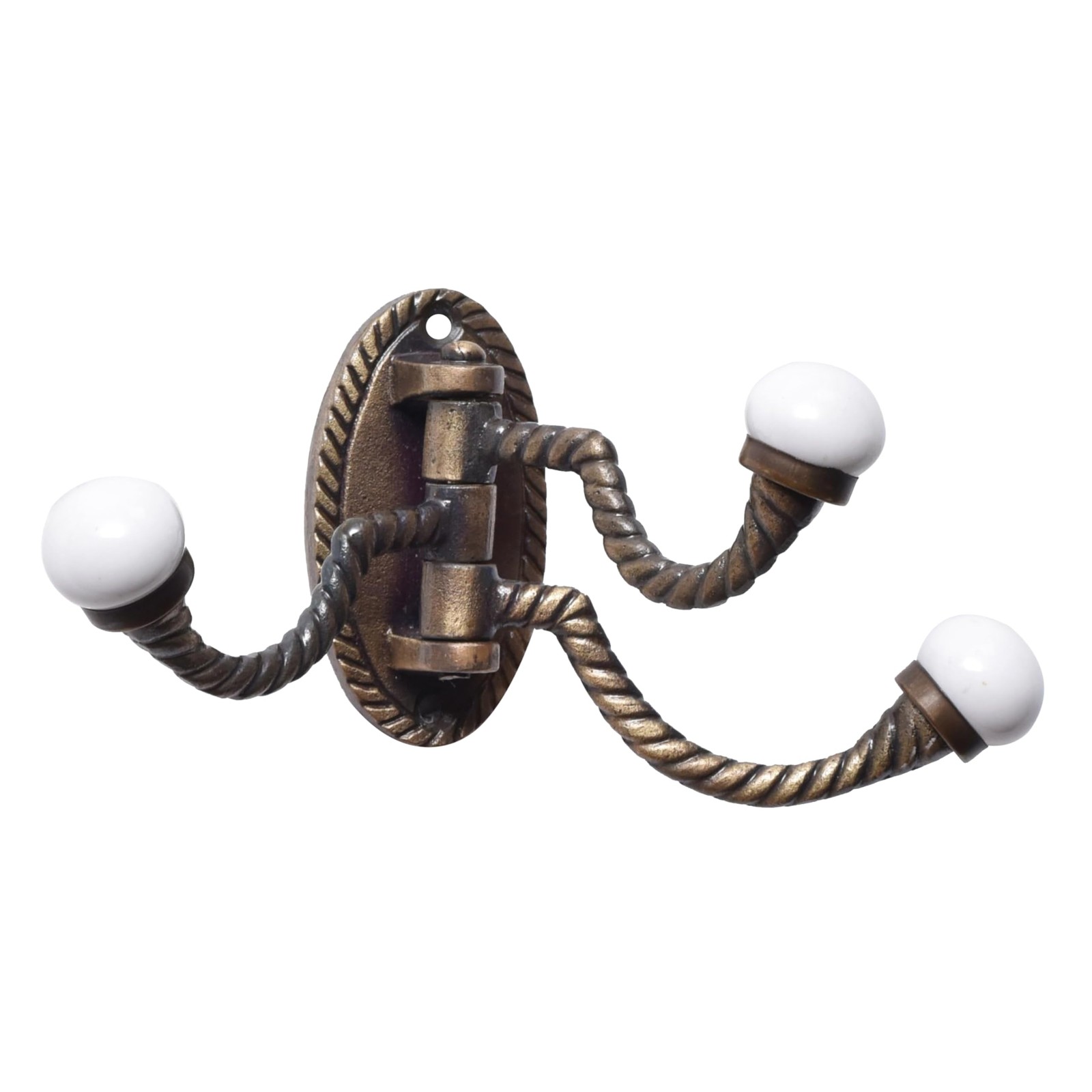 33Lb. Swivel Wall Hooks | 3 Prong Foldable Iron Ceramic Hooks | Vintage Towel... gallery
