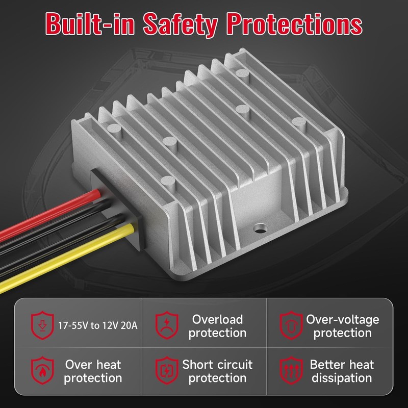 DC 18V to 12V 20A 240W Step Down Converter Compatible with Milwaukee 18V Battery gallery