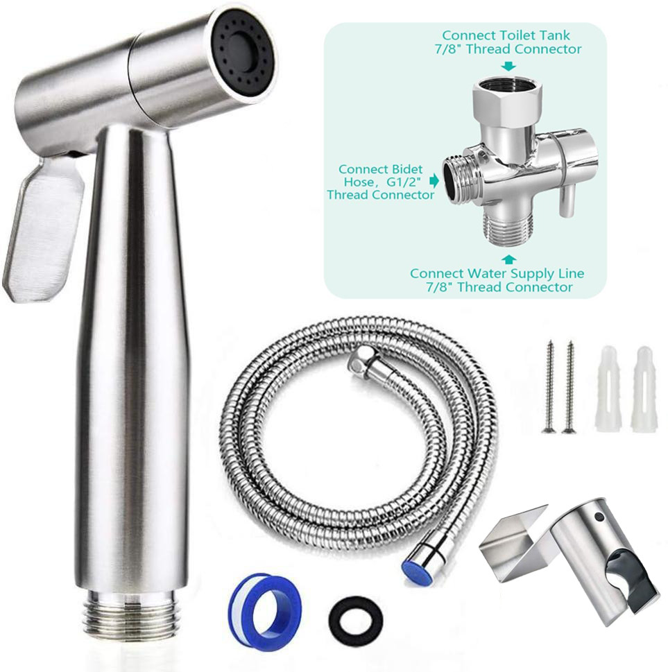 Handheld Bidet Sprayer Kit for Toilet - Stainless Steel, Easy Install, Cloth Dia gallery
