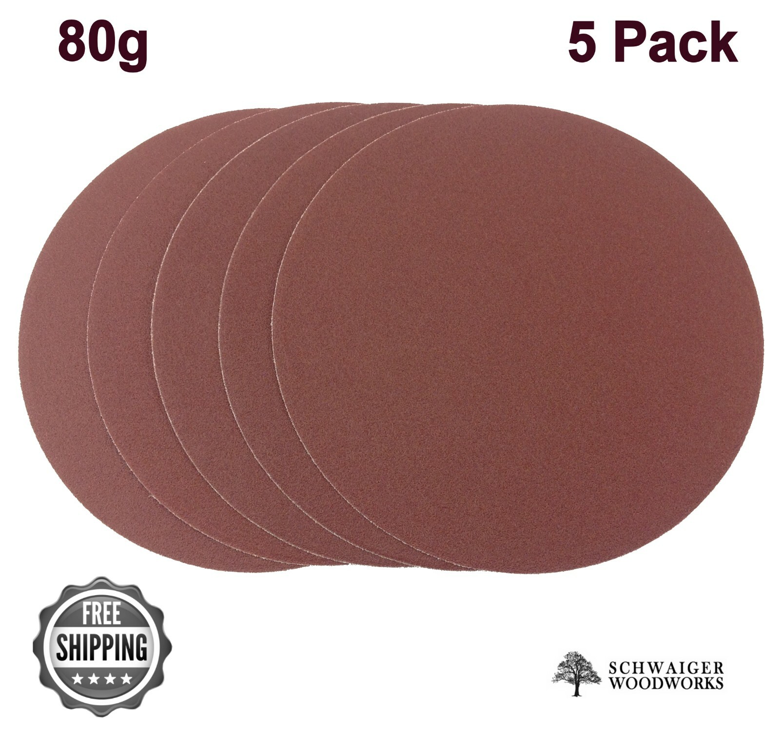 9" inch Sanding Disc, 80 grit, 5 Pack, Peel & Stick, AL Oxide for Disc Sanders gallery