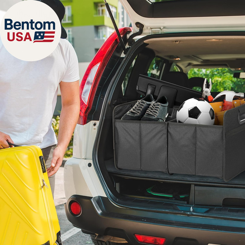 Car Trunk Organizer, 2 Compartments Collapsible Trunk Storage, Anti-Slip Design, gallery