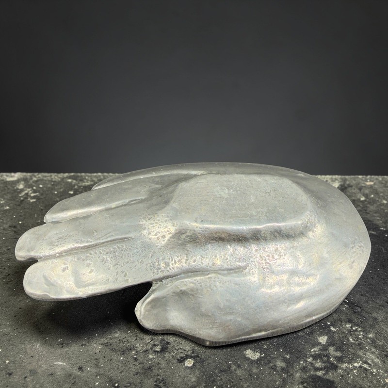 Patrick Meyer Pewter Art Hand Brutalist Modernist Jewelry Trinket Dish Catchall gallery