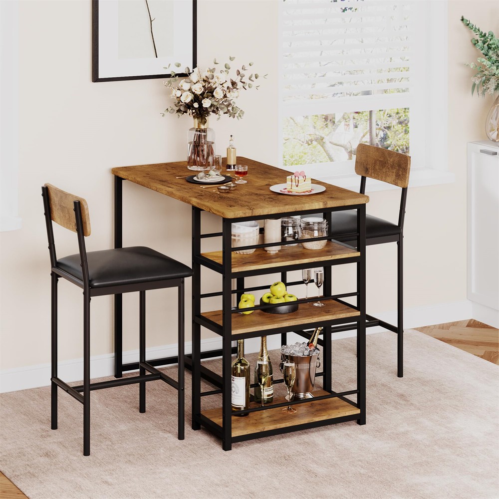 Dining Table Set for 2 Kitchen Table Set with 2 Upholstered Chairs Pub Table Set