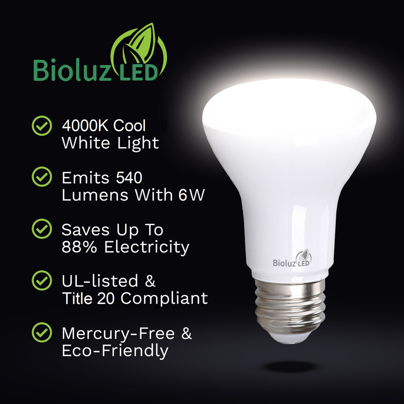 4 Pack Bioluz LED BR20 LED Bulbs 50 Watt Replacement 90 CRI CEC Title 20 UL List gallery