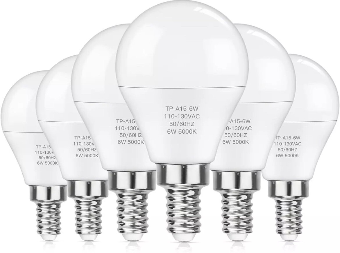 E12 LED Bulbs 60W Equivalent Daylight White 4000K Ceiling Fan Light Bulbs 6 Pack gallery