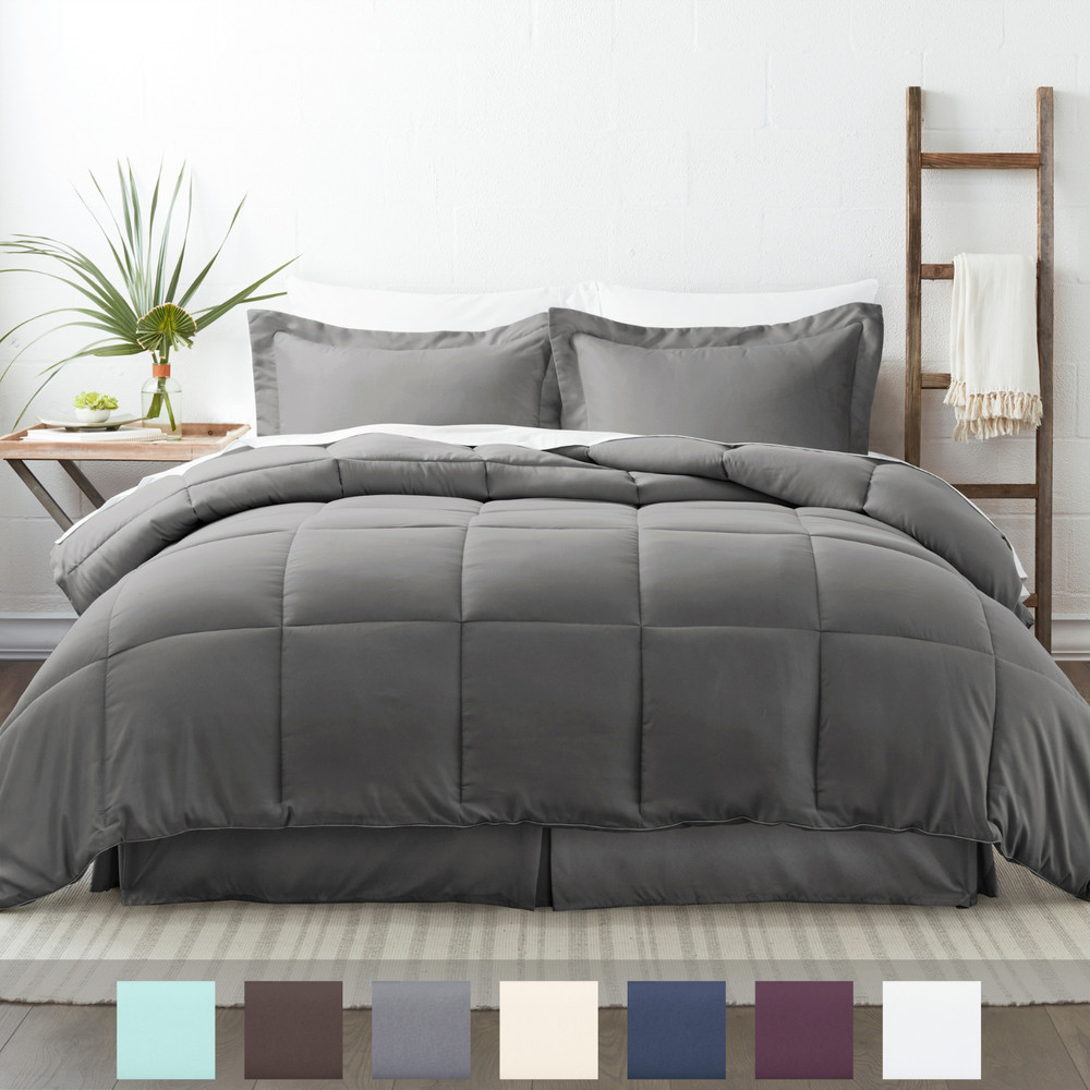 Kaycie Gray Basics 8PC Bedding Set Ultra Soft Hypoallergenic 8 Different Colors
