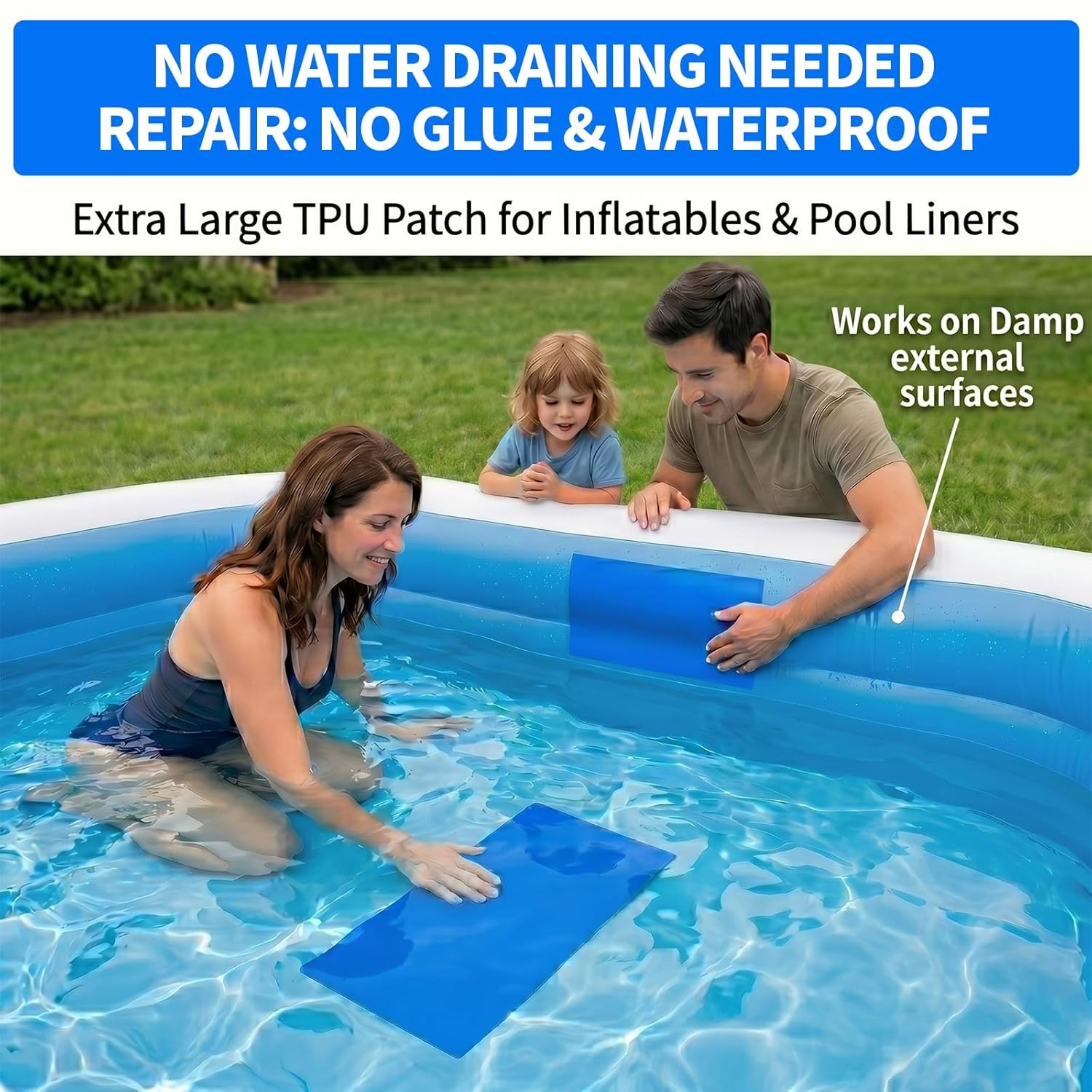 Extra Large Pool Patch Repair Kit, 4ft x 2.8ft TPU Heavy Duty Vinyl Pool Liner P gallery