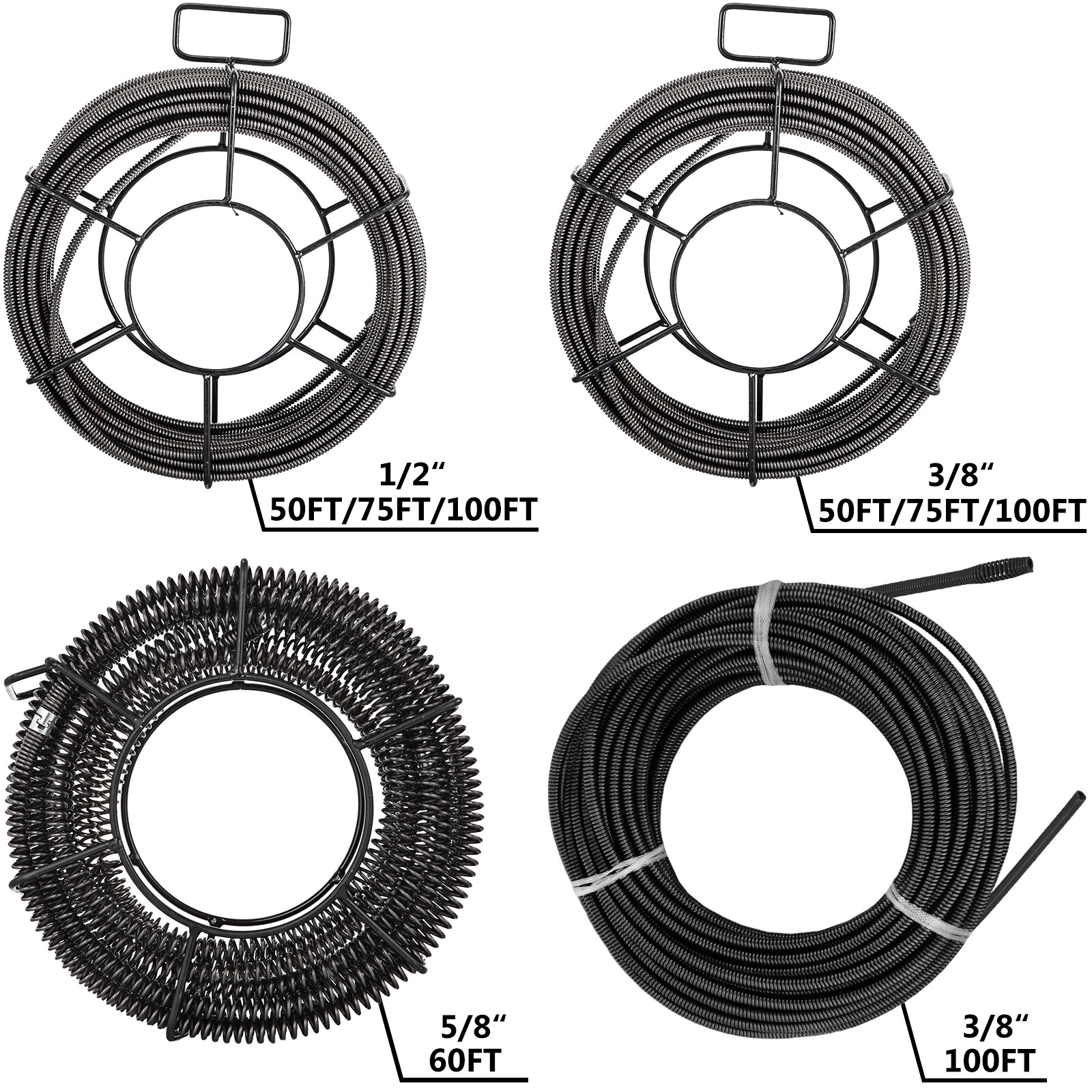 VEVOR 50'-100' Drain Cleaner Auger Cable Replacement Snake Pipe Sewer Wire gallery