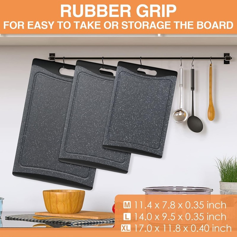 Durable Dishwasher Safe Cutting Boards - 3 Sizes with Juice Grooves - Dark Grey gallery