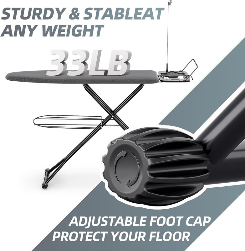 Ironing Board, 7 Adjustable Heights Stand with Hanger and Iron Rest, 13x43 Black gallery