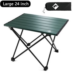 VILLEY 24 in Roll Up Folding Beach Table Aluminum Camping Side Table w/Bag Green