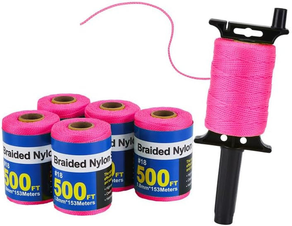 6 Roll Mason Line String - 500 Ft #18 Braided Nylon Twine for Gardening & Masonr