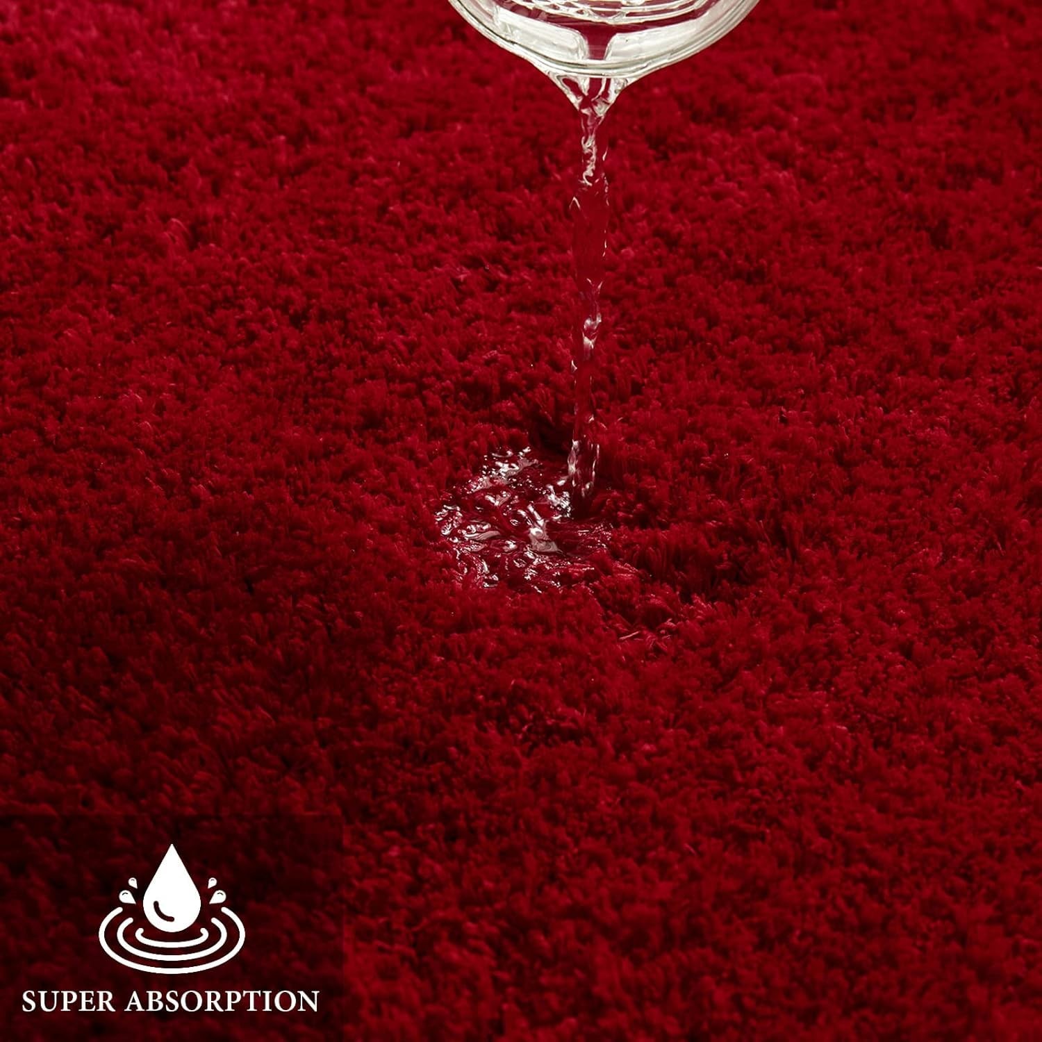 Red Bathroom Rugs 3 PCS Non Slip Bath Mat Set 20x30/24x44/U 20x24 Inch Runner gallery