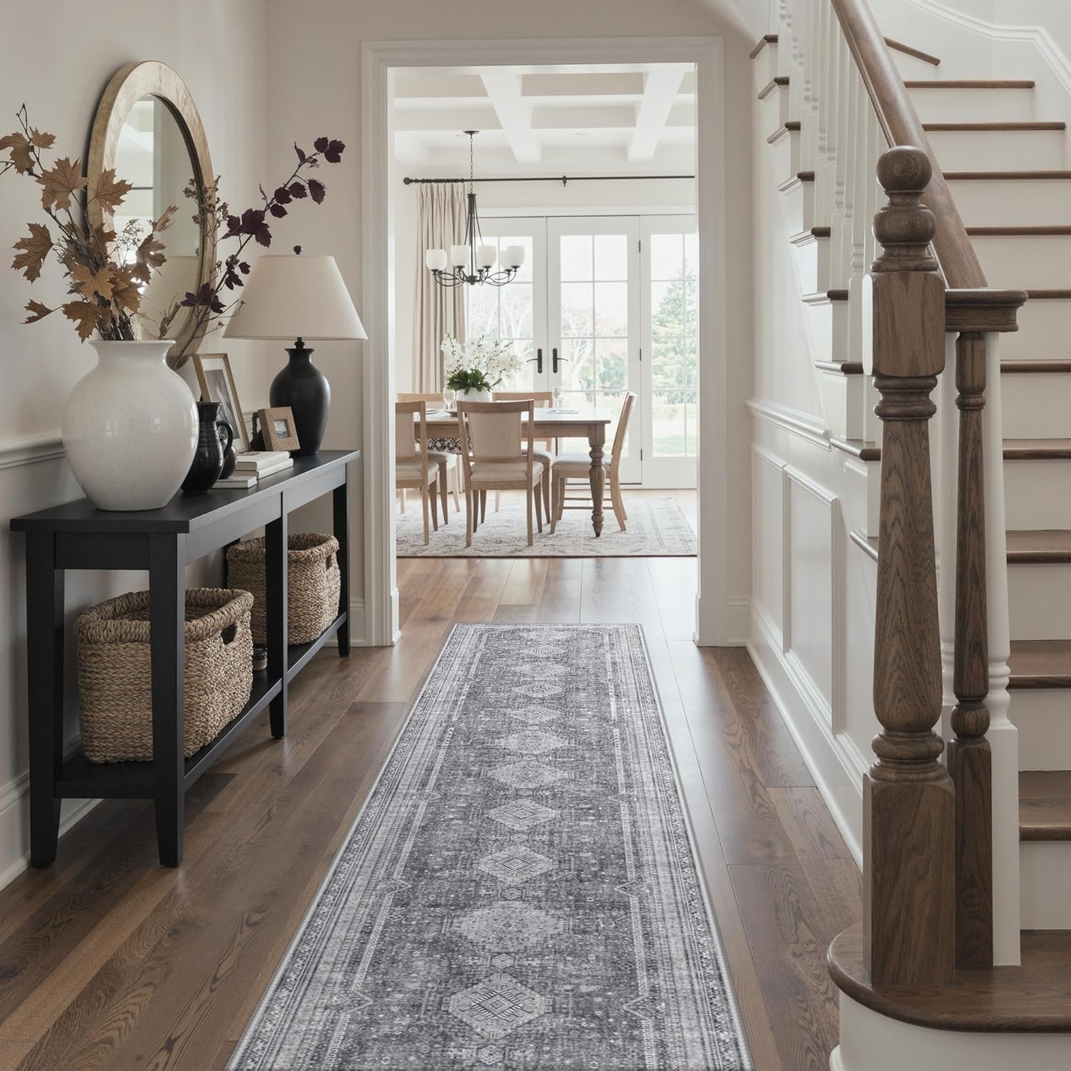 Runner Rug 2.6x8 Non Slip Machine Washable Hallway Runner Rug, Low Pile Light... gallery